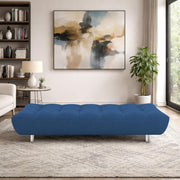 Drantly 3 Seater Sofa Cum Bed for Living Room (Blue Fabric Color) Premium Suede Velvet Fabric Sofa Cum Bed for Living Room