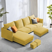 Casaliving Stanly LHS 6 Seater L Shape Sofa Set for Living Room (Black Fabric)