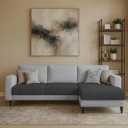 Oslo 4 Seater RHS L Shape Sofa Set for Living Room (Black Grey Fabric) Premium Fabric Sofa Set for Living Room