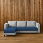Mikasa 4 Seater LHS L Shape Sofa Set for Living Room (Blue Grey Fabric) Premium Fabric Sofa Set for Living Room