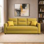 Evona 3 Seater Sofa Set for Living Room (Yellow Colour Fabric) Premium Fabric Sofa