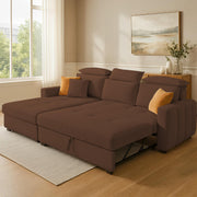 Gagnon LHS 6 Seater L Shape Corner Sofa Cum Bed for Living Room (Yellow Fabric) Premium Fabric Sofa