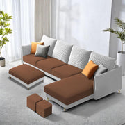 Casaliving Stanly LHS 6 Seater L Shape Sofa Set for Living Room (Black Fabric)