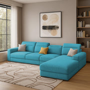 Orion RHS 6 Seater L Shape Sofa Set for Living Room (Turquise Colour) Premium Fabric Sofa