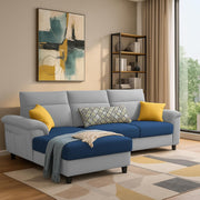 Casaliving Seams LHS 4 Seater L Shape Sofa for Living Room (Black Fabric) Premium Fabric Sofa