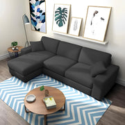 Martin 4 Seater LHS L Shape Sofa Set for Living Room (Black Colour Fabric)