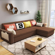 Denis 5 Seater RHS L Shape Sofa Set for Living Room (Brown Fabric) Premium Fabric Sofa