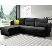 Stella LHS 4 Seater L Shape Sofa Set for Living Room (Black) Premium Velvet Fabric Sofa