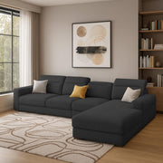 Orion RHS 6 Seater L Shape Sofa Set for Living Room (Black Colour) Premium Fabric Sofa