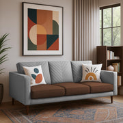 Casaliving Mikasa 3 Seater Sofa Set for Living Room (Black Colour Fabric) Premium Fabric Sofa