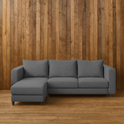 Mikasa 4 Seater LHS L Shape Sofa Set for Living Room (Dark Grey Fabric) Premium Fabric Sofa Set for Living Room