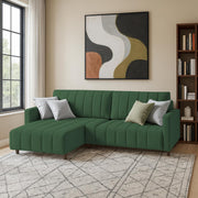 Netlie 4 Seater LHS L Shape Sofa Set for Living Room (Green Fabric) Premium Fabric Sofa Set for Living Room