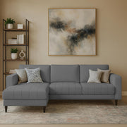 Oslo 4 Seater LHS L Shape Sofa Set for Living Room (Dark Grey Fabric) Premium Fabric Sofa Set for Living Room