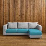 Mikasa 4 Seater RHS L Shape Sofa Set for Living Room (Turquise Grey Fabric) Premium Fabric Sofa Set for Living Room