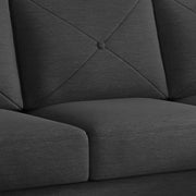 Swaloni RHS 4 Seater L Shape Sofa Set for Living Room (Black) Premium Fabric Sofa