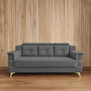 Julio 3 Seater Sofa Set for Living Room (Dark Grey Colour Fabric) Premium Fabric Sofa