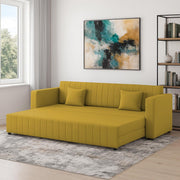 Cameron 3 Seater Sofa Cum Bed for Living Room (Yellow Fabric) Premium Fabric Sofa