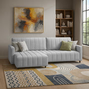Netlie 4 Seater LHS L Shape Sofa Set for Living Room (Grey Fabric) Premium Fabric Sofa Set for Living Room