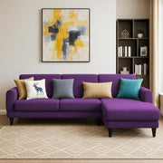 Aria RHS 4 Seater L Shape Sofa Set for Living Room (Purple) Premium Fabric Sofa Set