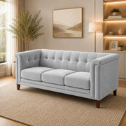 Casaliving Fento 3 Seater Sofa Set for Living Room, 3 Seater (Black) Colour Premium Velvet Fabric Sofa