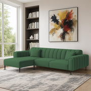 Damian LHS 4 Seater L Shape Sofa Set for Living Room (Green Colour Fabric) Premium Fabric Sofa Set for Living Room