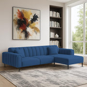 Damian RHS 4 Seater L Shape Sofa Set for Living Room (Blue Colour Fabric) Premium Fabric Sofa Set for Living Room