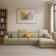 Orion RHS 6 Seater L Shape Sofa Set for Living Room (Cream Colour) Premium Fabric Sofa