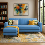 Casaliving Moris RHS 4 Seater L Shape Sofa Set for Living Room (Black) Premium Fabric Sofa Set for Living Room