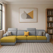 Orion LHS 6 Seater L Shape Sofa Set for Living Room (Yellow Grey Colour) Premium Fabric Sofa