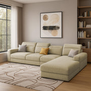 Orion RHS 6 Seater L Shape Sofa Set for Living Room (Cream Colour) Premium Fabric Sofa