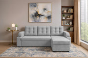 Grance LHS 4 Seater Corner Sofa Cum Bed for Living Room (Black Fabric) Premium Fabric Sofa