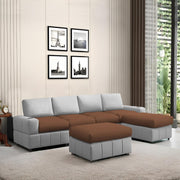 Rone 6 Seater L-Shaped & U-Shaped Sofas Set for Living Room – (Brown Grey Colour Fabric) Premium Comfort Sofa