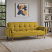Francois 3 Seater Convertible Sofa Cum Bed for Living Room (Yellow Fabric) Premium Fabric Sofa