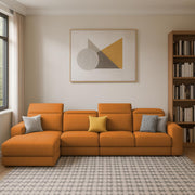 Orion LHS 6 Seater L Shape Sofa Set for Living Room (Orange Colour) Premium Fabric Sofa