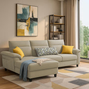 Casaliving Seams LHS 4 Seater L Shape Sofa for Living Room (Black Fabric) Premium Fabric Sofa