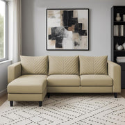 Mikasa 4 Seater LHS L Shape Sofa Set for Living Room (Cream Fabric) Premium Fabric Sofa Set for Living Room