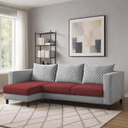 Mikasa 4 Seater LHS L Shape Sofa Set for Living Room (Maroon Grey Fabric) Premium Fabric Sofa Set for Living Room