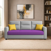 Evona 3 Seater Sofa Set for Living Room (Purple Grey Colour Fabric) Premium Fabric Sofa