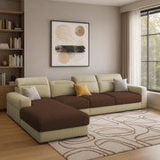 Orion LHS 6 Seater L Shape Sofa Set for Living Room (Cream Brown Colour) Premium Fabric Sofa