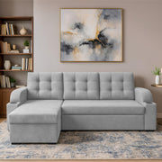 Grance LHS 4 Seater Corner Sofa Cum Bed for Living Room (Black Fabric) Premium Fabric Sofa