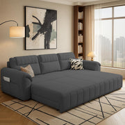 Alicia 3 Seater Sofa Cum Bed for Living Room (Dark Grey Fabric) Premium Fabric Sofa