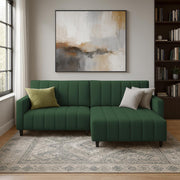 Netlie 4 Seater RHS L Shape Sofa Set for Living Room (Green Fabric) Premium Fabric Sofa Set for Living Room