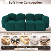 Aveline Modern Premium Boucle Fabric Sofa, Upholstered 3 Seater Sofa Set for Living Room, (Black Colour) Premium Boucle Fabric Sofa