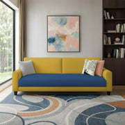 Casaliving Amara 3 Seater Sofa Set for Living Room (Black Yellow Colour Fabric) Premium Fabric Sofa