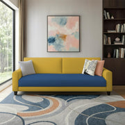 Kaven 3 Seater Sofa Set for Living Room (Yellow Grey Colour Fabric) Premium Fabric Sofa