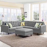 Adonway 6 Seater L Shape Sofa Set with Center Table for Living Room (Grey) Premium Fabric Sofa