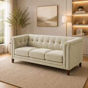 Casaliving Fento 3 Seater Sofa Set for Living Room, 3 Seater (Black) Colour Premium Velvet Fabric Sofa