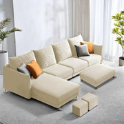 Casaliving Stanly LHS 6 Seater L Shape Sofa Set for Living Room (Black Fabric)