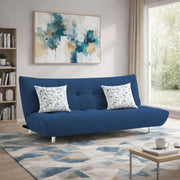 Drantly 3 Seater Sofa Cum Bed for Living Room (Blue Fabric Color) Premium Suede Velvet Fabric Sofa Cum Bed for Living Room