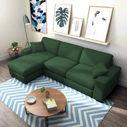 Martin 4 Seater LHS L Shape Sofa Set for Living Room (Green Colour Fabric)